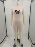 PINK Letter Print Zipper Romper YIM-332