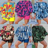 Plus Size Print Loose Off Shoulder Two Piece Set SH-390499