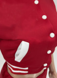 Patchwork Baseball Coat And Shorts Sport Two Piece Set WSYF-59250