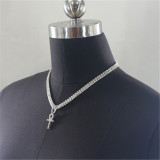 Double Layer Shiny Rhinestone Cross Pendant Necklace Choker BYCF-2224