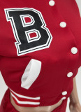 Letter Print Baseball Coat Patchwork Two Piece Shorts Set WSYF-59220
