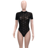 Mesh See Through Patchwork Club Bodysuit SH-390507