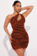 Fashion Slash Shoulder Hollow Out Mini Dress YD-8731