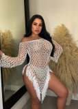 Sexy Hand-knitted Large Mesh Tassel Beach Dress TR-1258
