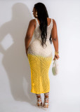 Casual Gradient Knit Irregular Beach Dress TR-1261
