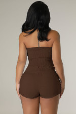 Sexy Drawstring Tube Tops And Shorts Two Piece Set YD-8727