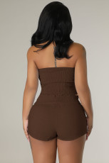 Sexy Drawstring Tube Tops And Shorts Two Piece Set YD-8727
