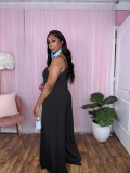 Solid Color Sling Loose Wide Leg Jumpsuit TE-4583