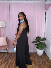 Solid Color Sling Loose Wide Leg Jumpsuit TE-4583