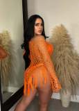 Sexy Hand-knitted Large Mesh Tassel Beach Dress TR-1258