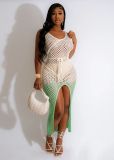 Casual Gradient Knit Irregular Beach Dress TR-1261