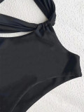 Solid Knotted Bikini One-piece Swimsuit CASF-6550