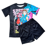 Fashion Print Short Sleeve Shorts Two Piece Set SHD-9610