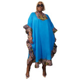 Plus Size Ruffle Print Splicing Maxi Dress NNWF-7836