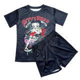 Fashion Print Short Sleeve Shorts Two Piece Set SHD-9610