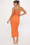 Sexy Solid Tube Tops And Long Skirt Two Piece Set YD-8732