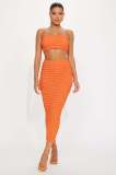 Sexy Solid Tube Tops And Long Skirt Two Piece Set YD-8732