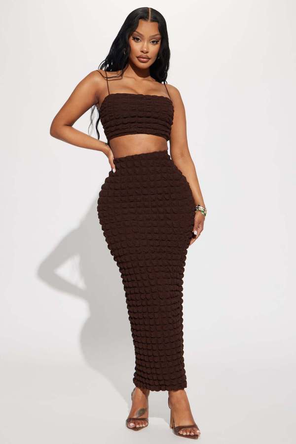 Sexy Solid Tube Tops And Long Skirt Two Piece Set YD-8732