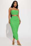 Sexy Solid Tube Tops And Long Skirt Two Piece Set YD-8732