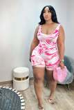 Sexy Print Sleeveless Vest Rompers TE-4626