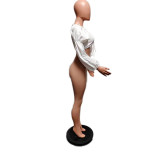 Sexy Wrap Chest Long Sleeve Tops QXTF-8159