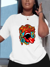 Plus Size Cartoon Print Short Sleeve T-shirt SXF-30435