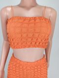 Sexy Solid Tube Tops And Long Skirt Two Piece Set YD-8732