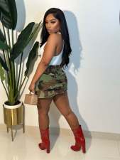 Camouflage Print Slit Sexy Skirt MIL-L468