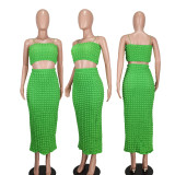 Sexy Solid Tube Tops And Long Skirt Two Piece Set YD-8732