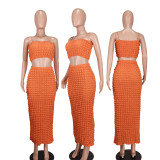 Sexy Solid Tube Tops And Long Skirt Two Piece Set YD-8732