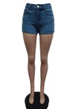 Fashion Patchwork Contrast Color Denim Short MEM-88491