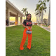 Casual Solid Color Zipper Loose Pant IV-8409
