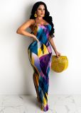 Slim Fit Backless Printed Maxi Dress LSL-6441