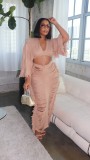 Casual Knitted Hollow Long-sleeve Skirts Set TR-1262