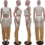 Casual Vest And Tassel Gradient Pant Two Piece Set TR-1263