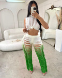 Casual Vest And Tassel Gradient Pant Two Piece Set TR-1263