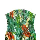 Wrap Chest Print Wide Leg Jumpsuit BY-6287