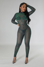 Print See Through Mesh Nightclub Jumpsuit ME-8364
