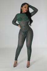 Print See Through Mesh Nightclub Jumpsuit ME-8364