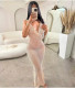 Mesh Backless Sexy Hollow Out Maxi Dress QXTF-8162