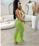Mesh Backless Sexy Hollow Out Maxi Dress QXTF-8162
