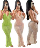 Mesh Backless Sexy Hollow Out Maxi Dress QXTF-8162
