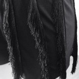 Solid Short Sleeve T Shirt And Tassel Shorts 2 Piece Set XHSY-19571
