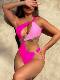Sexy Contrast Color Hollow Out One Piece Swimsuit CSYZ-A11H