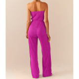 Pleated Fabric Wrap Chest Wide Leg Jumpsuit ASL-6668