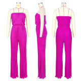 Pleated Fabric Wrap Chest Wide Leg Jumpsuit ASL-6668