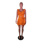 Ruffle Tie Up Double Layer Skirt Two Piece Set BS-1349