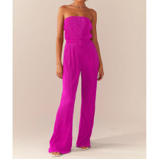 Pleated Fabric Wrap Chest Wide Leg Jumpsuit ASL-6668