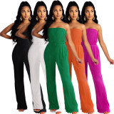 Pleated Fabric Wrap Chest Wide Leg Jumpsuit ASL-6668