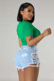 Fashion Hole Irregular Denim Shorts YD-8735
